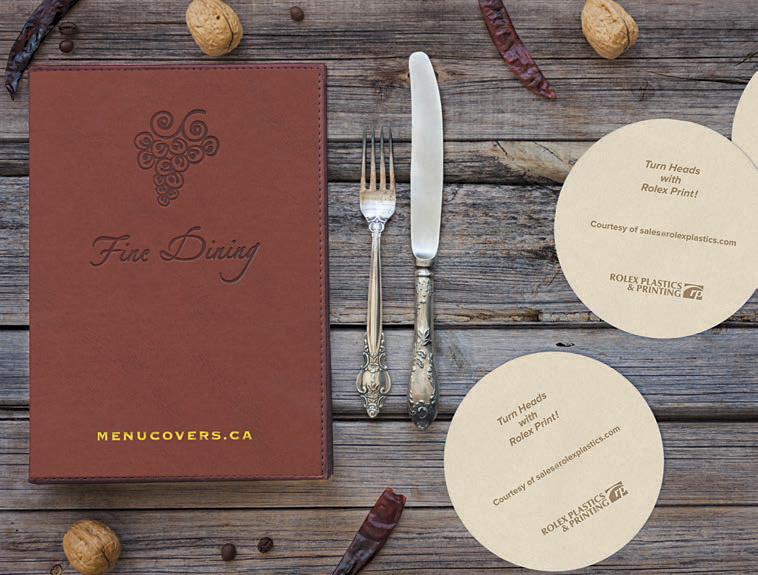 coasters round with menu